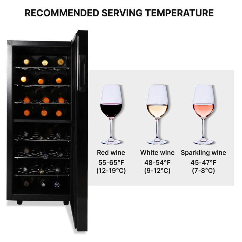 Koolatron 14'' width 24 Bottle Dual Zone Freestanding Wine Refrigerator